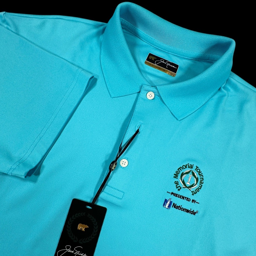 Jack Nicklaus Polo Shirt Mens Large Blue The Memorial Tournament Golf Sporty NEW